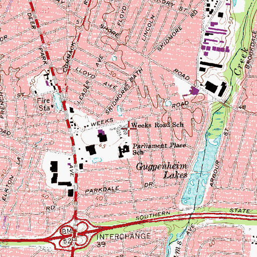 Topographic Map of Weeks Road School, NY