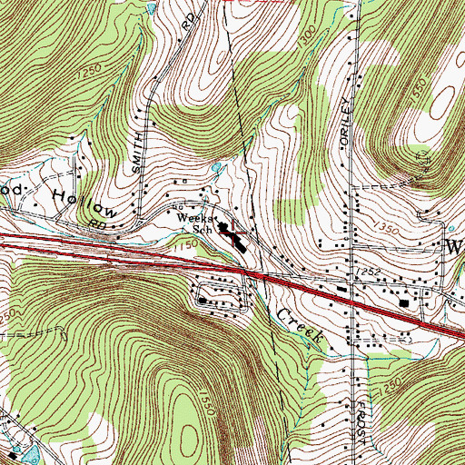 Topographic Map of Weeks School, NY