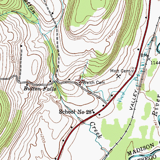Topographic Map of Welch Cemetery, NY