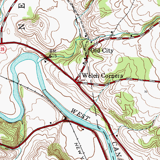 Topographic Map of Welch Corners, NY