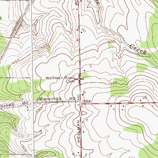 Topographic Map of Wellman Road Cemetery, NY