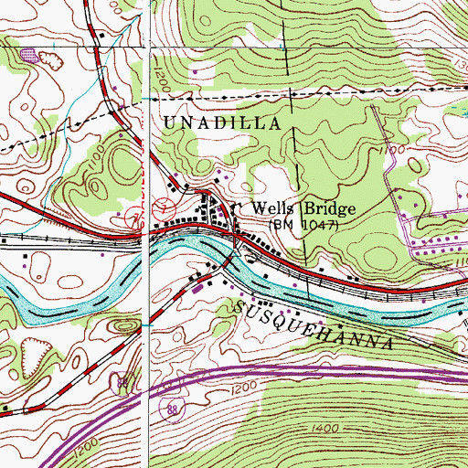 Topographic Map of Wells Bridge, NY