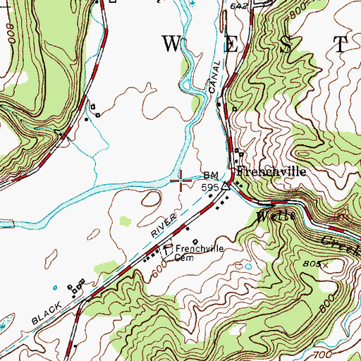 Topographic Map of Wells Creek, NY