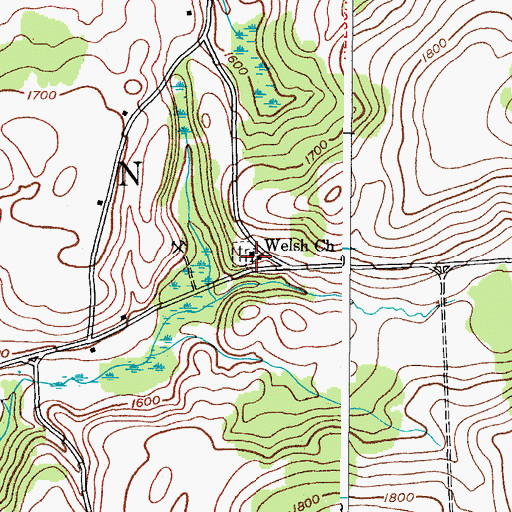 Topographic Map of Welsh Church, NY