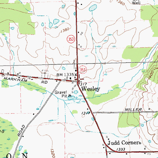 Topographic Map of Wesley, NY