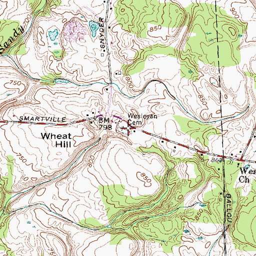Topographic Map of Boylston Sandy Creek Wesleyan Cemetery, NY