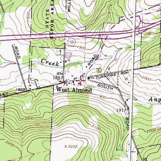 Topographic Map of West Almond, NY