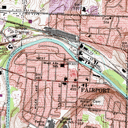 Topographic Map of West Avenue School, NY