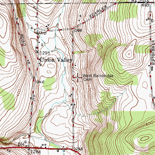 Topographic Map of West Bainbridge Cemetery, NY