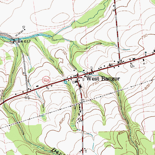 Topographic Map of West Bangor, NY