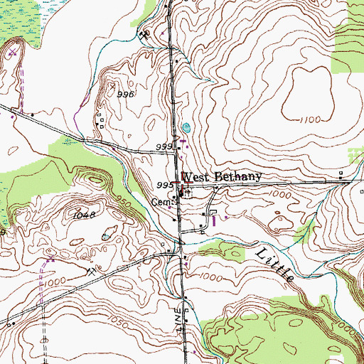 Topographic Map of West Bethany, NY