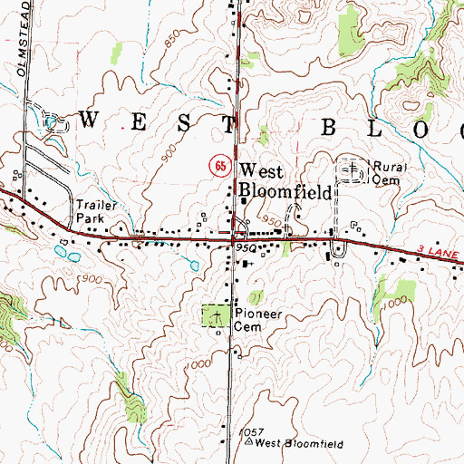 Topographic Map of West Bloomfield, NY