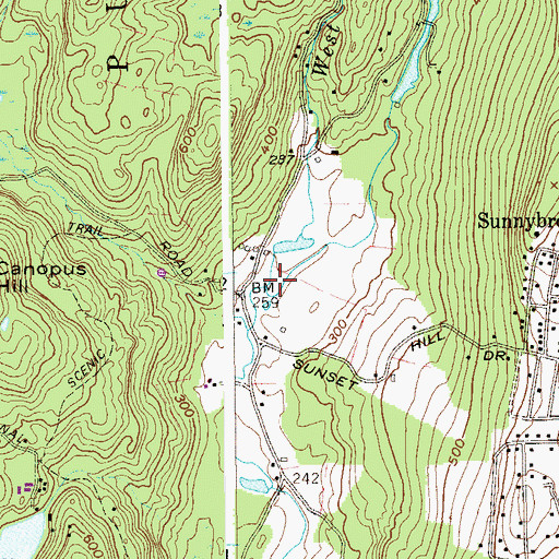 Topographic Map of West Branch Canopus Creek, NY