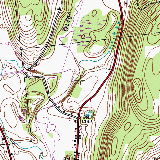 Topographic Map of West Branch Otego Creek, NY