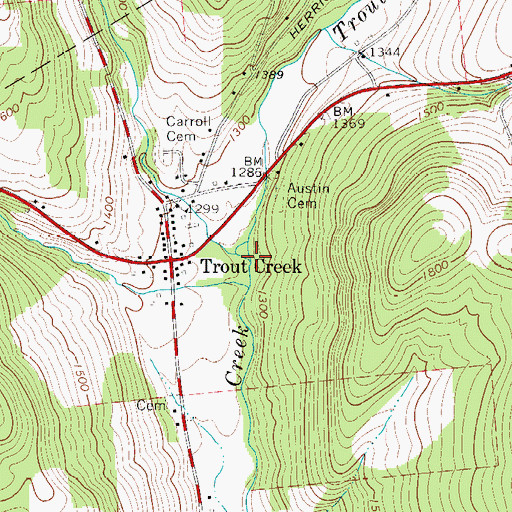Topographic Map of West Branch Trout Creek, NY