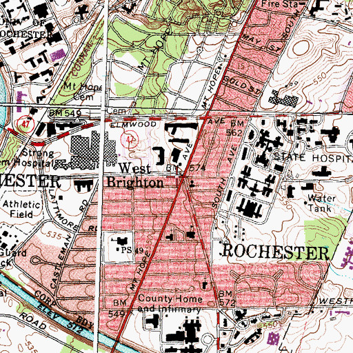 Topographic Map of West Brighton, NY