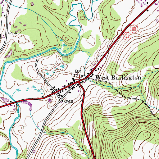 Topographic Map of West Burlington, NY