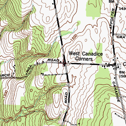 Topographic Map of West Canadice Corners, NY