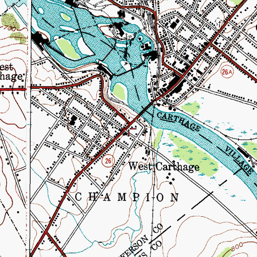Topographic Map of West Carthage, NY