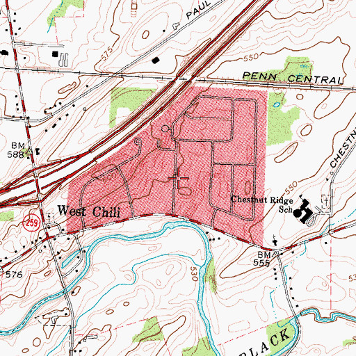 Topographic Map of West Chili, NY
