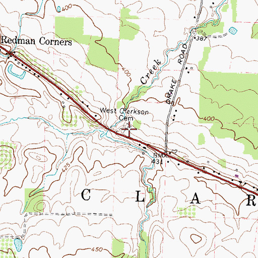 Topographic Map of West Clarkson Cemetery, NY