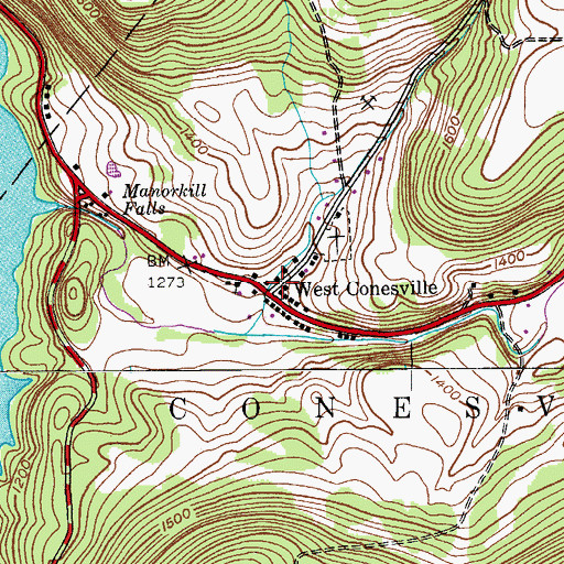 Topographic Map of West Conesville, NY