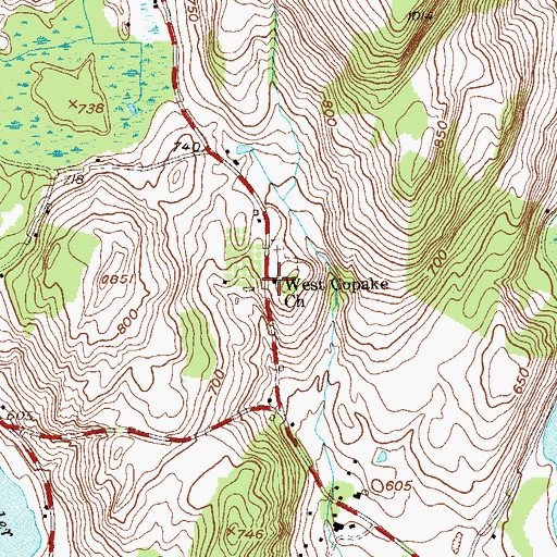 Topographic Map of West Copake Church, NY
