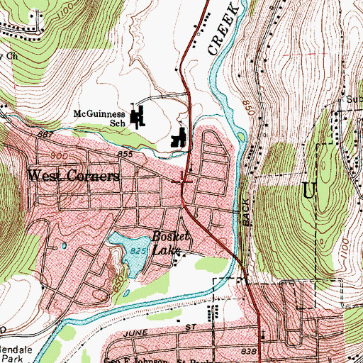 Topographic Map of West Corners, NY