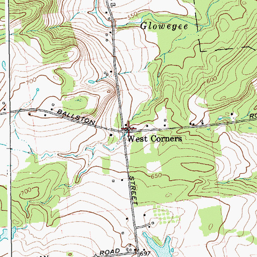 Topographic Map of West Corners, NY