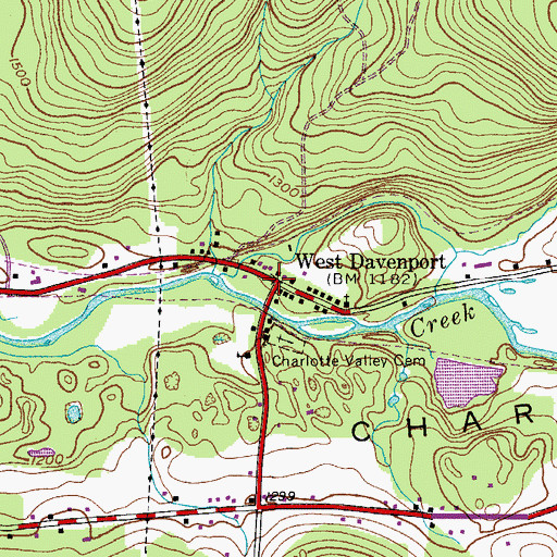 Topographic Map of West Davenport, NY