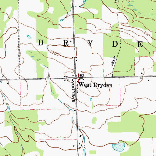 Topographic Map of West Dryden, NY