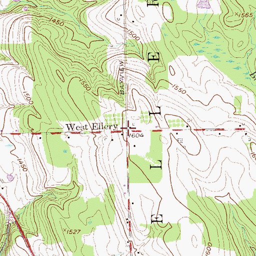 Topographic Map of West Ellery, NY