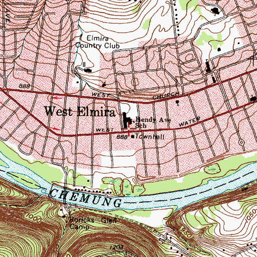 Topographic Map of West Elmira, NY