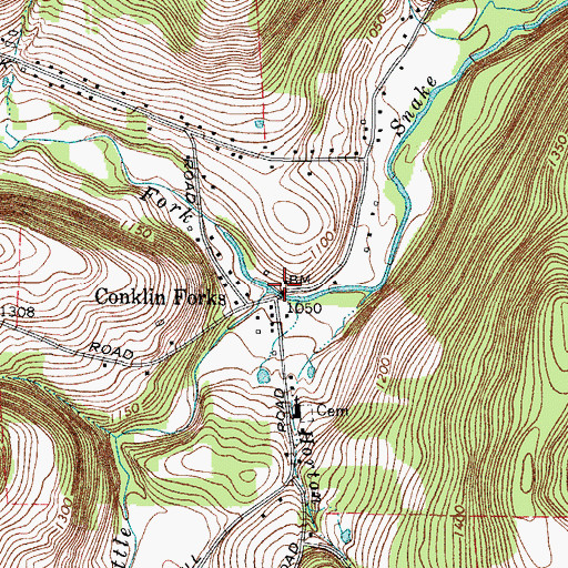 Topographic Map of West Fork Little Snake Creek, NY