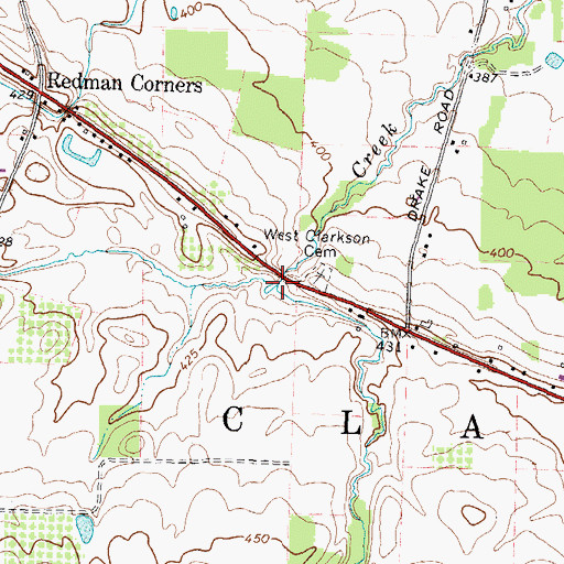 Topographic Map of West Fork Moorman Creek, NY