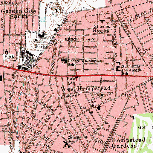 Topographic Map of West Hempstead, NY