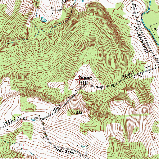 Topographic Map of West Hill, NY