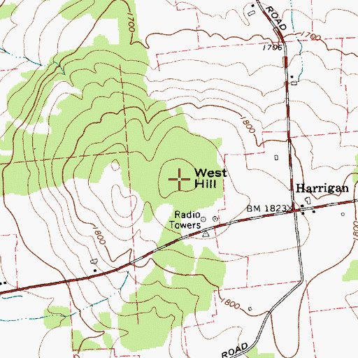 Topographic Map of West Hill, NY