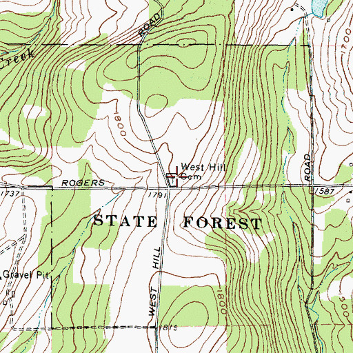 Topographic Map of West Hill Cemetery, NY