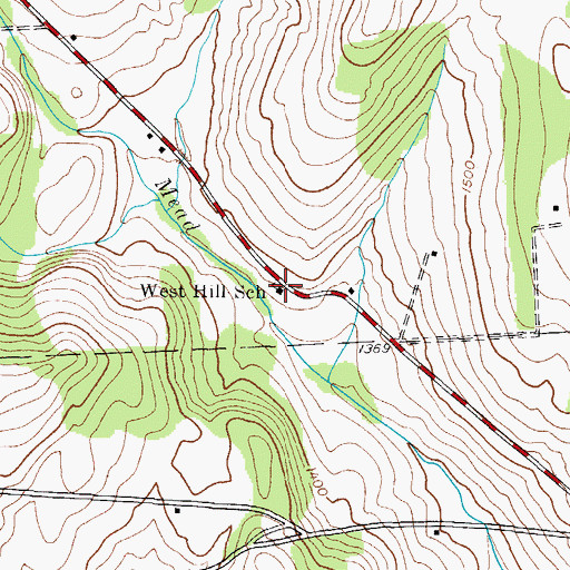 Topographic Map of West Hill School, NY