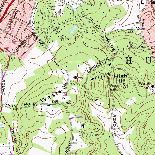 Topographic Map of West Hills, NY