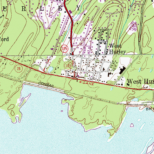 Topographic Map of West Hurley, NY