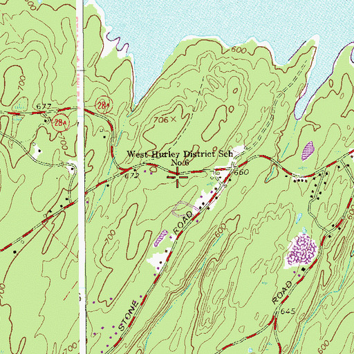 Topographic Map of West Hurley District School Number 6 (historical), NY