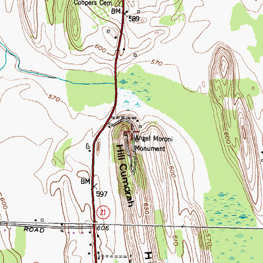 Topographic Map of Angel Moroni Monument, NY