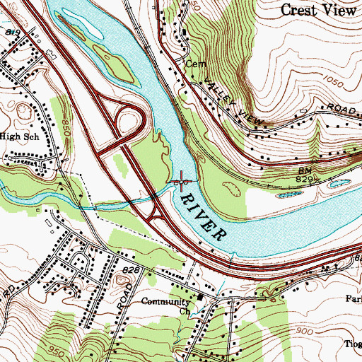 Topographic Map of Apalachin Creek, NY