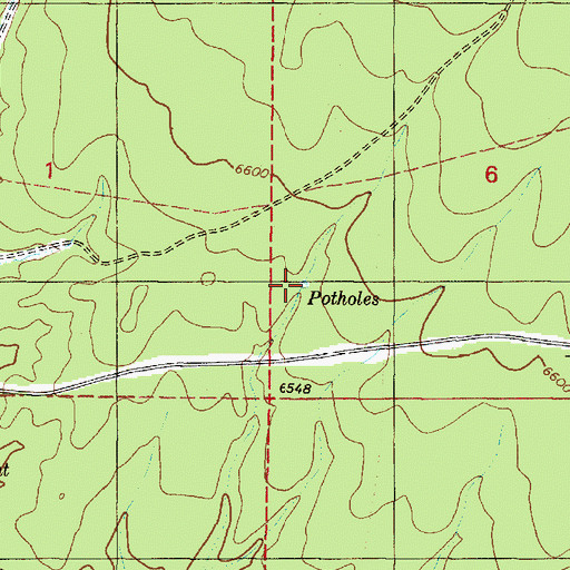 Topographic Map of Potholes, AZ
