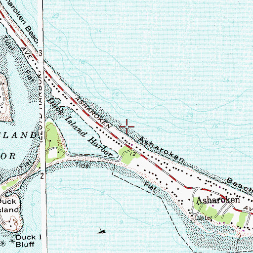 Topographic Map of Asharoken Beach, NY