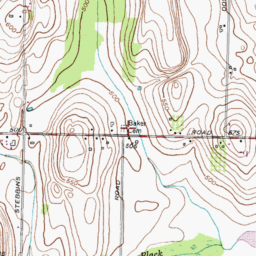 Topographic Map of Baker Cemetery, NY