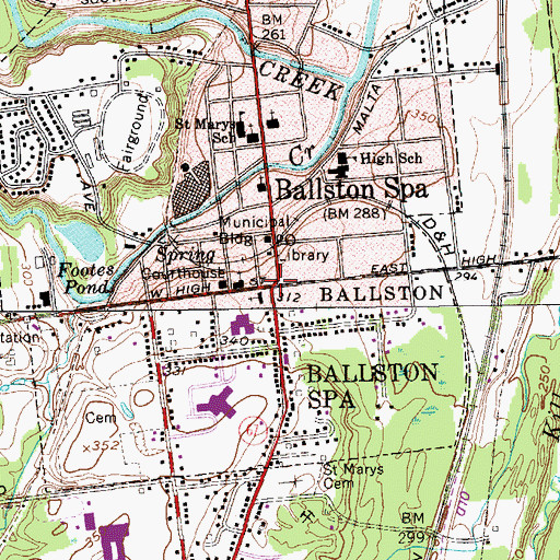 Topographic Map of Ballston Spa, NY