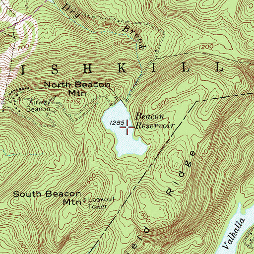 Topographic Map of Beacon Reservoir, NY